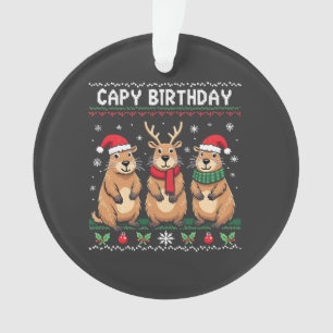 Capy Birthday Ugly Christmas Sweater Capybara   Ornament