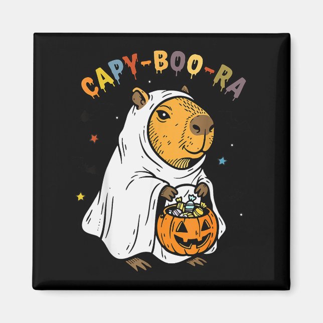 Capy-boo-ra Cappy Halloween Funny Capybara Costume Magnet (Front)