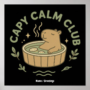 Capy Calm Club Cute Capybara Retro Aesthetic Cosy  Poster