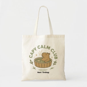Capy Calm Club Cute Capybara Retro Aesthetic Cozy Tote Bag