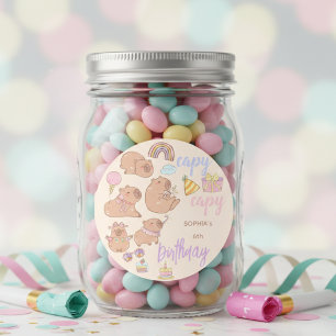 Capy capy birthday classic round sticker