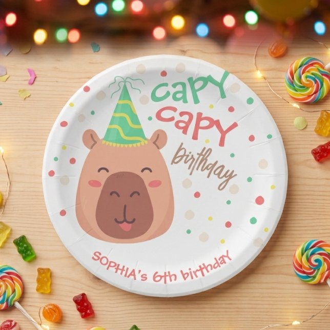 Capy capy capybara birthday paper plate (Creator Uploaded)