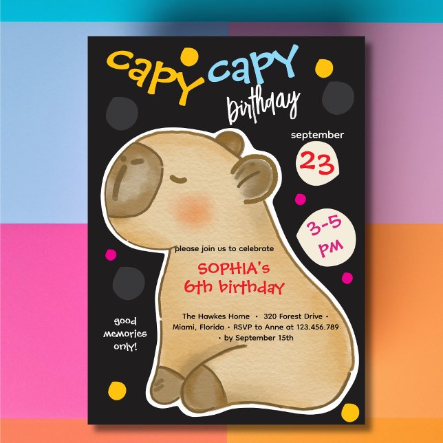 Capy capybara birthday invitation (Creator Uploaded)