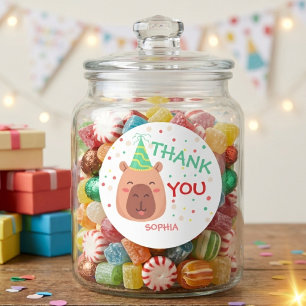 Capy capybara birthday thank you classic round sticker