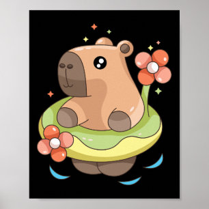 Capy Capybara Floatie Funny Xmas In July Girls Kid Poster