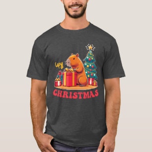 Capy Christmas Animals Cute Capybara Christmas gif T-Shirt