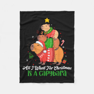 Capy Christmas Cute Capybara Xmas Tree Pjs Animal Fleece Blanket