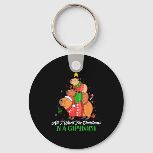 Capy Christmas Cute Capybara Xmas Tree Pjs Animal  Key Ring