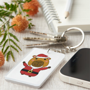Capy Claus Minimalist Christmas Tee Key Ring