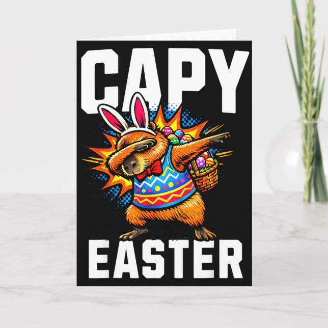 Capy Easter Capybara Funny Dabbing  Card (Front)