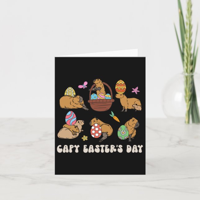 Capy Easter Day Capybara Hunt Eggs Fun  Card (Front)