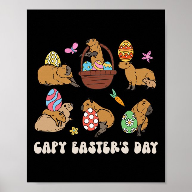 Capy Easter Day Capybara Hunt Eggs Fun  Poster (Front)