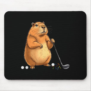 Capy Golf Player Cute Cappy Srts Cartoon Design Mouse Pad