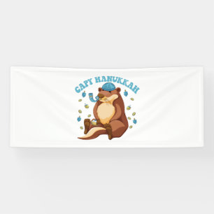 Capy Hanukkah Funny Jewish Capybara Hanukkah Gift Banner