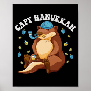 Capy Hanukkah Funny Jewish Capybara Hanukkah Gift Poster