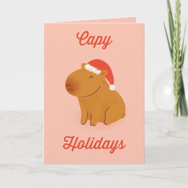 Capy Holidays Capybara Christmas Card (Front)