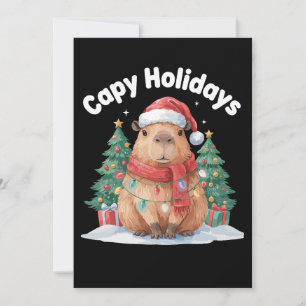 Capy Holidays Capybara Christmas Santa Hat Lights Holiday Card