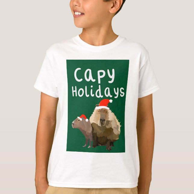 Capy Holidays Capybara Christmas T-Shirt (Front)