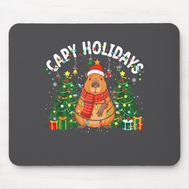 Capy Holidays Capybara Santa Hat Xmas Men Women Ki Mouse Pad (Front)