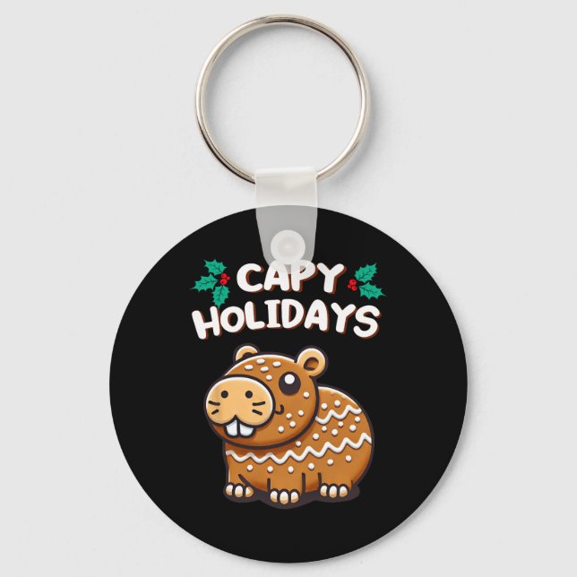 Capy Holidays Christmas Baking Gingerbread Cookie  Key Ring (Front)