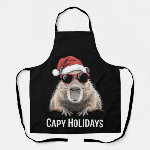 Capy Holidays Christmas Capybara Santa Hat Winter Apron