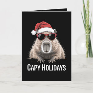 Capy Holidays Christmas Capybara Santa Hat Winter Card