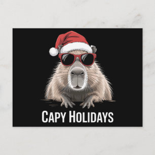 Capy Holidays Christmas Capybara Santa Hat Winter Holiday Postcard