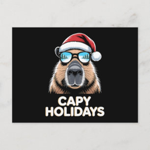 Capy Holidays Christmas Capybara Sunglasses Santa Holiday Postcard