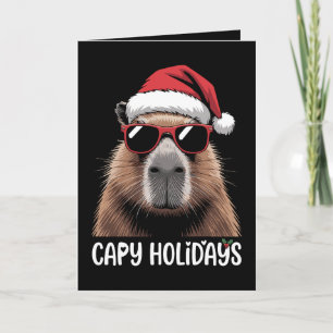 Capy Holidays Christmas Capybara Xmas Santa Hat Card
