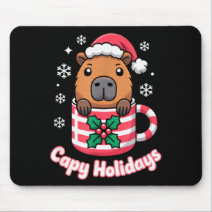 Capy Holidays Cute Capybara Christmas Santa Hat Mouse Pad