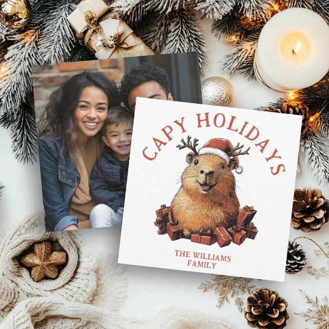 Capy Holidays Cute Fun Capybara Merry Christmas Holiday Card (Creator Uploaded)