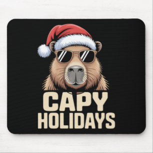 Capy Holidays Funny Christmas Capyra Santa Suit Hu Mouse Pad
