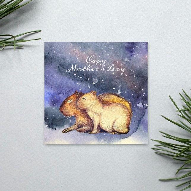  Capy Mother's Day Capybara Baby and Mum Cute Card (Creator Uploaded)