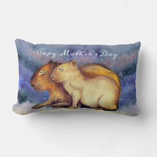Capy Mother's Day Cute Capybara Baby & Mum Custom Lumbar Cushion