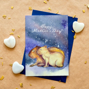  Capy Mother's Day Cute Capybara Baby & Mum Custom Postcard