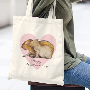 Capy Mother's Day Cute Capybara Baby & Mum Custom Tote Bag