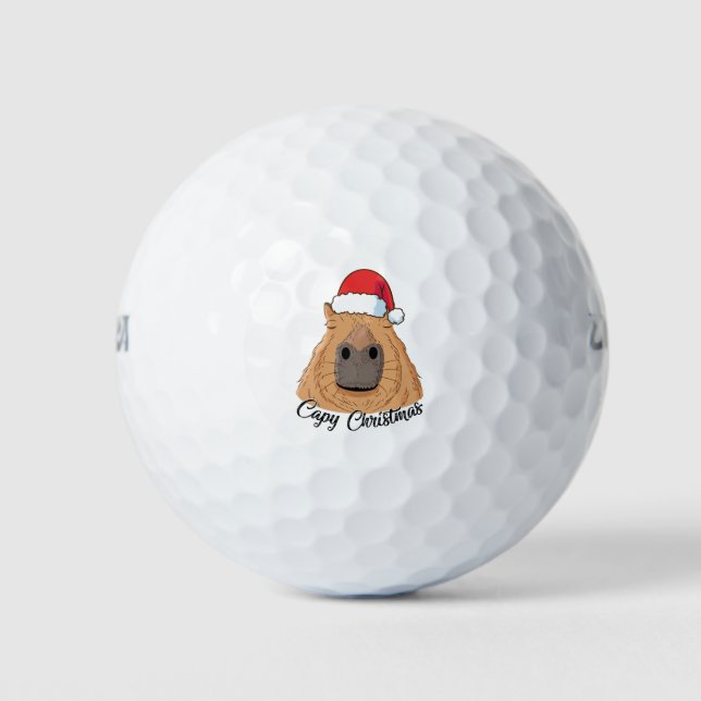 Capy or Huppy Christmas Capybara Holidays Santa Golf Balls (Front)