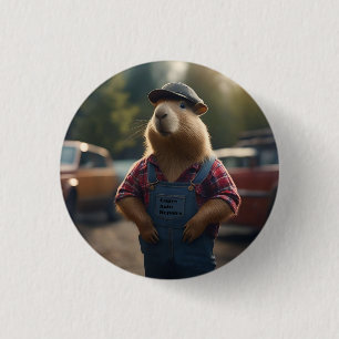 Capy The Mechanic Auto Repairs, 3 Cm Round Badge