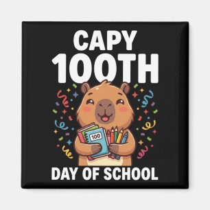 Capybara 100th Day Of School Cute Capy Animal Magnet