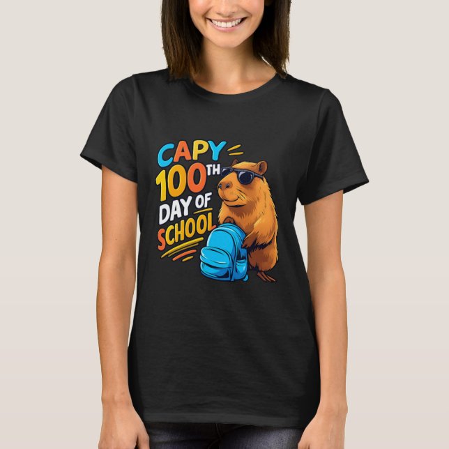 Capybara 100th Day Of School T-Shirt (Front)