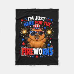 Capybara 4th of july i'm here for the fireworks fleece blanket