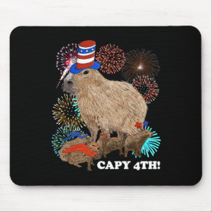 Capybara 4th Of July Patriotic Fireworks Capy Four Mouse Pad