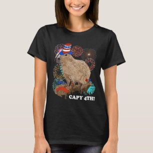 Capybara 4th Of July Patriotic Fireworks Capy Four T-Shirt