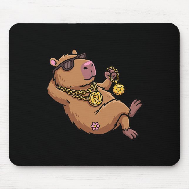 Capybara 67 Drip Sungles Chain Funny Animal Meme  Mouse Pad (Front)