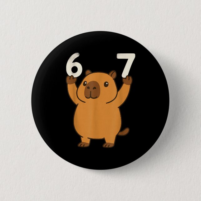 Capybara 67 Meme Six Seven Funny  6 Cm Round Badge (Front)