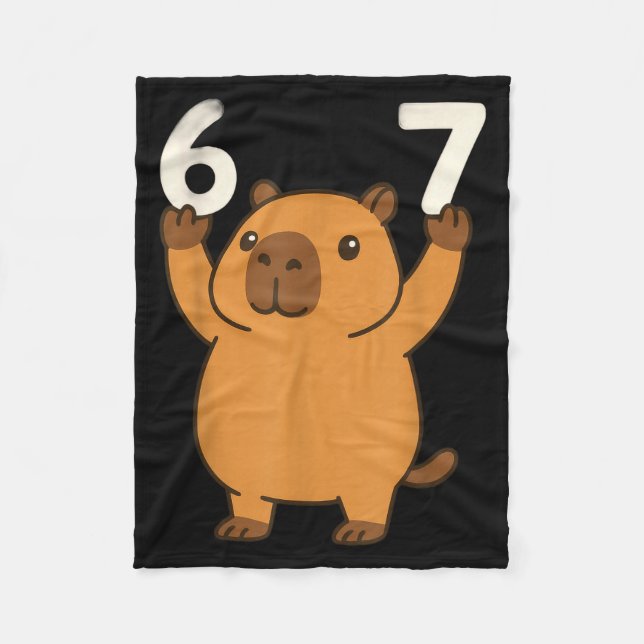 Capybara 67 Meme Six Seven Funny  Fleece Blanket (Front)