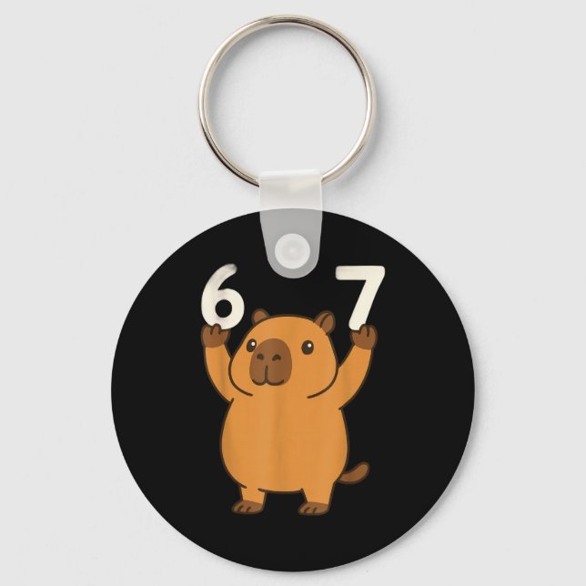 Capybara 67 Meme Six Seven Funny  Key Ring (Front)