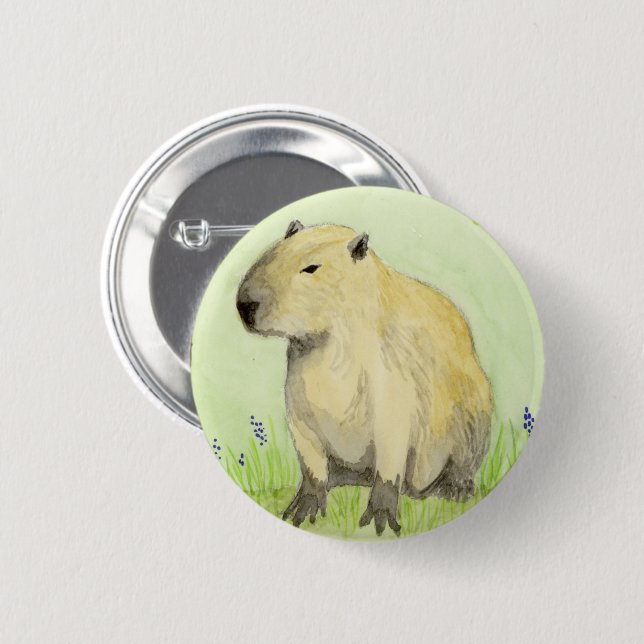Capybara 6 Cm Round Badge (Front & Back)
