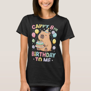Capybara 8th Birthday Cappy Birthday to Balloons T-Shirt