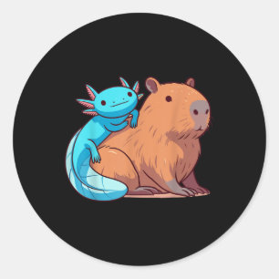 Capybara And Axolotl  Classic Round Sticker